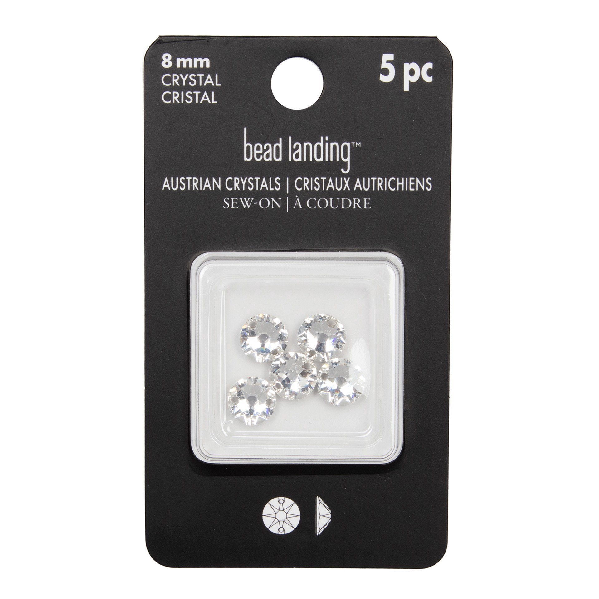 slide 3 of 5, 8mm Round Sew-On Austrian Crystals By Bead Landing, 5ct., 8mm