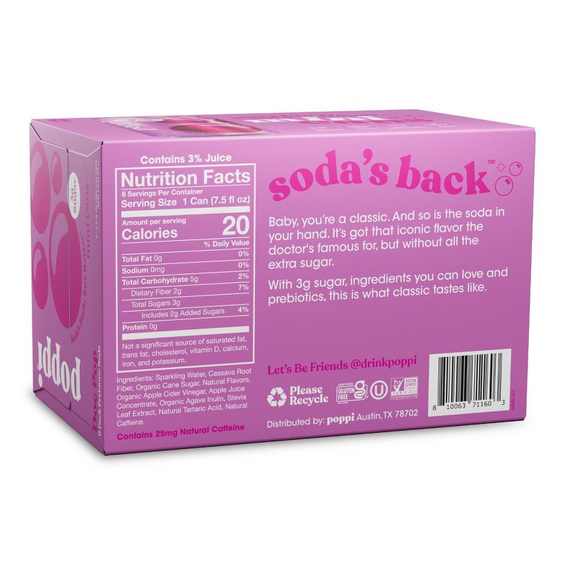 slide 2 of 8, poppi Doc Pop Prebiotic Soda - 6PK/7.5 oz Mini Cans, 6 ct; 7.5 oz