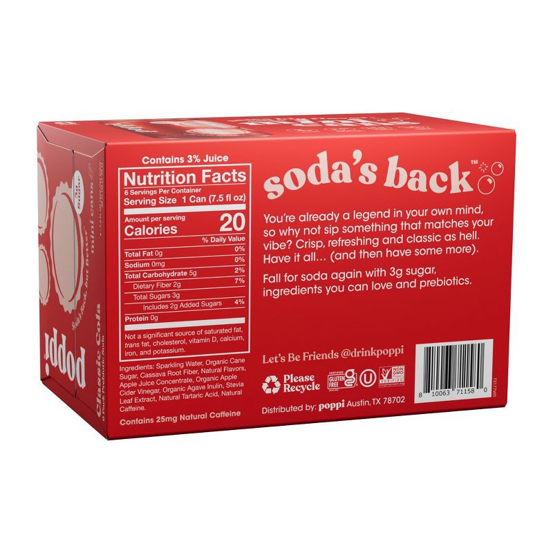 slide 2 of 5, poppi Classic Cola Prebiotic Soda - 6PK/7.5 oz Mini Cans, 6 ct; 7.5 oz