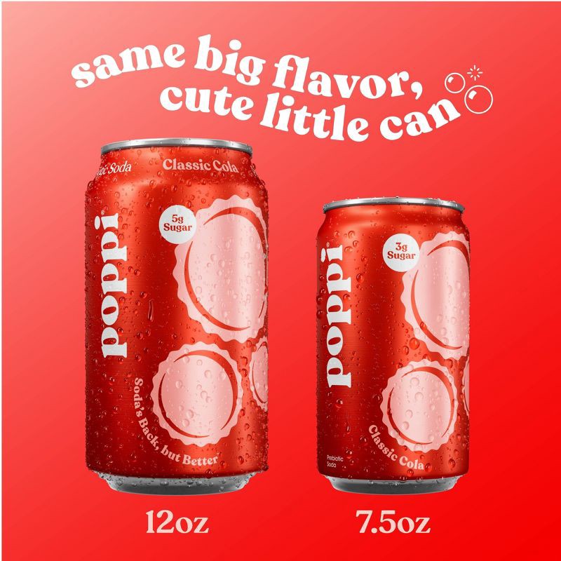 slide 5 of 5, poppi Classic Cola Prebiotic Soda - 6PK/7.5 oz Mini Cans, 6 ct; 7.5 oz