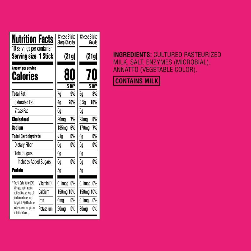 slide 4 of 4, Sharp Cheddar and Gouda Cheese Sticks - 7.5oz/10ct - Good & Gather™, 7.5 oz, 10 ct