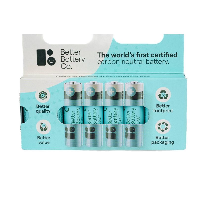slide 4 of 4, Better Battery Co. AA8 Pack High Performance Certified Carbon Neutral Alkaline Batteries: Single-Use, Household, Output Voltage 1.5V, 8 ct