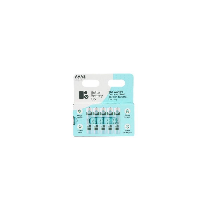 slide 2 of 4, Better Battery Co. AAA8 Pack High Performance Certified Carbon Neutral Alkaline Batteries: Household, Single-Use, 1.5V, 8 Count., 8 ct
