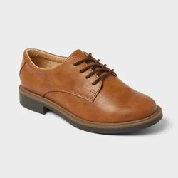 Kids' Will Oxford Dress Shoes - Cat & Jack™ Cognac 13: Lace-Up, Cushioned Insole, Flexible Textured Outsole, Closed Round Toe