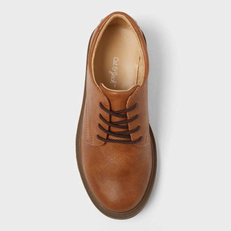 slide 3 of 4, Kids' Will Oxford Dress Shoes - Cat & Jack™ Cognac 5: Lace Up, Cushioned Insole, Flexible Outsole, 1 ct