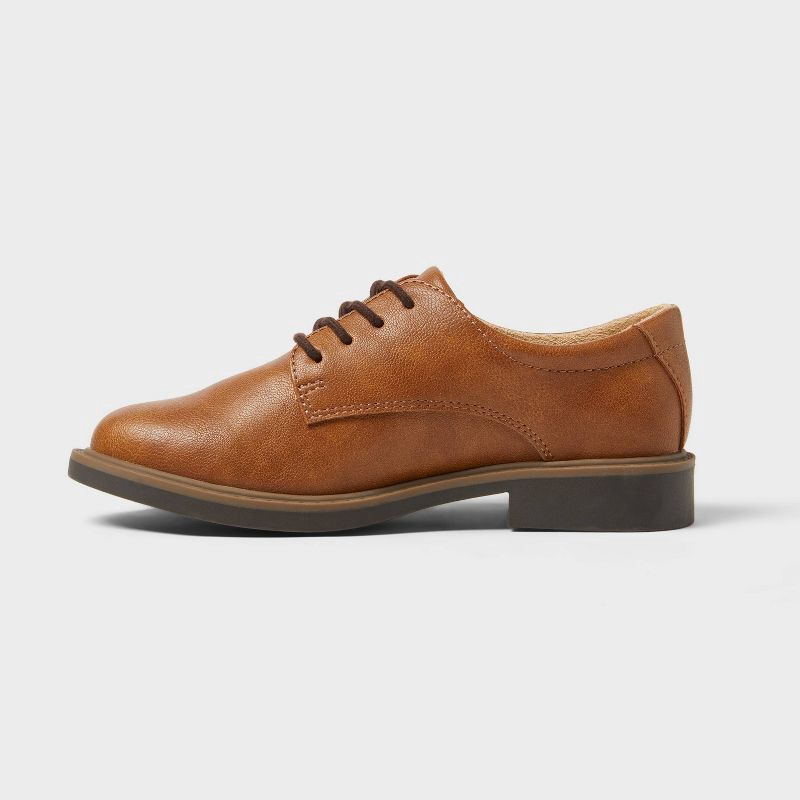 slide 2 of 4, Kids' Will Oxford Dress Shoes - Cat & Jack™ Cognac 6: Lace Up, Cushioned Insole, Flexible Textured Outsole, Closed Round Toe, 1 ct