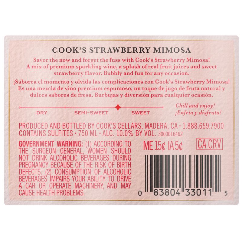 slide 11 of 11, Cook's California Champagne Strawberry Mimosa - 750ml Bottle, 750 ml
