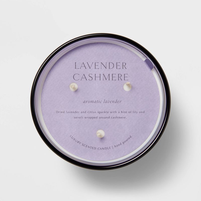 slide 4 of 4, 35oz Colored Vase Glass with Dustcover Lavender Cashmere Candle - Threshold™, 35 oz