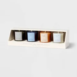 4pk Candle Gift Set Rainwater Lily + Marine Moss + Desert Amber + Charcoal Black Teak - Threshold™