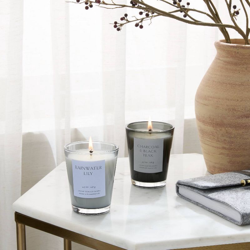 slide 2 of 3, 2pk Votive Candle Gift Set Rainwater Lily Charcoal and Black Teak - Threshold™, 2 ct