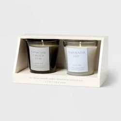 2pk Votive Candle Gift Set Rainwater Lily Charcoal and Black Teak - Threshold™