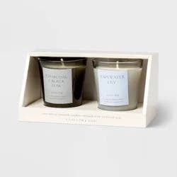 2pk Votive Candle Gift Set Rainwater Lily Charcoal and Black Teak - Threshold™