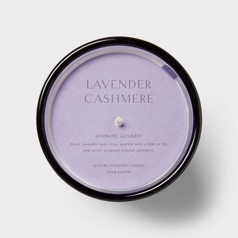 slide 4 of 4, 12oz Colored Vase Glass with Dustcover Lavender Cashmere Candle - Threshold™, 12 oz