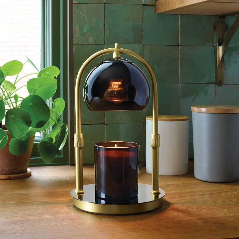 slide 2 of 3, Candle Lamp Warmer Arched Gold and Black - Threshold™, 1 ct