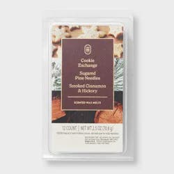 12ct Cozy Wax Melt 2.4oz Cookie Exchange Sugared Pine Needles Smoked Cinnamon and Hickory - Threshold™