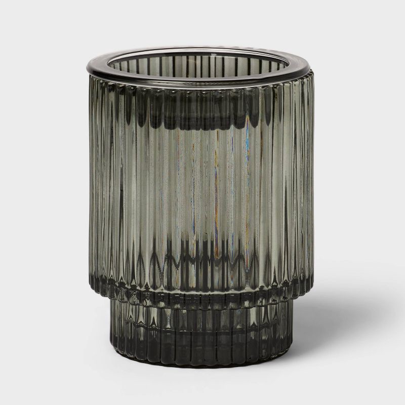 slide 1 of 2, Smoked Ribbed Glass Warmer - Threshold™, 1 ct