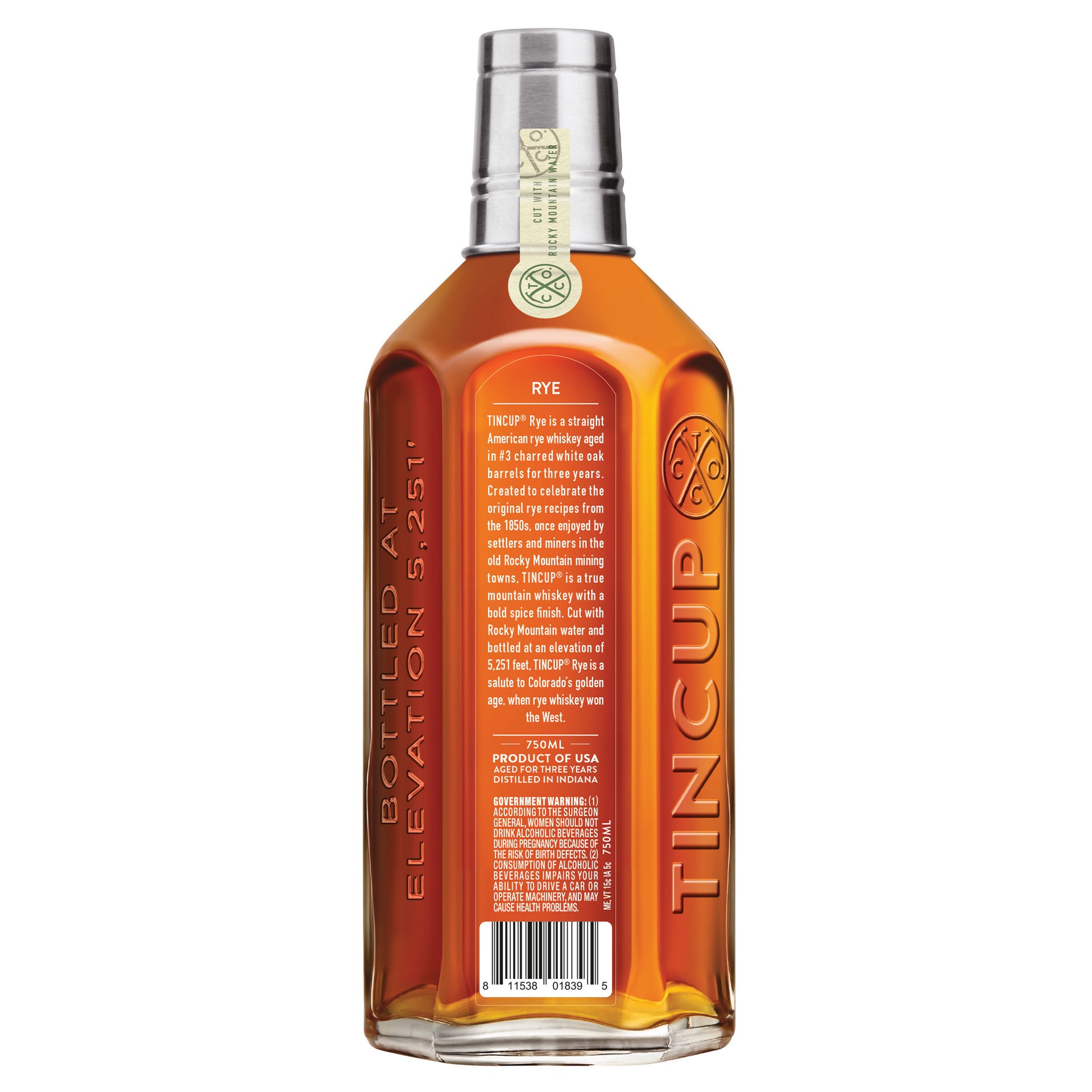 slide 6 of 8, Tincup Mountain Straight Rye Whiskey 750 ml, 750 ml