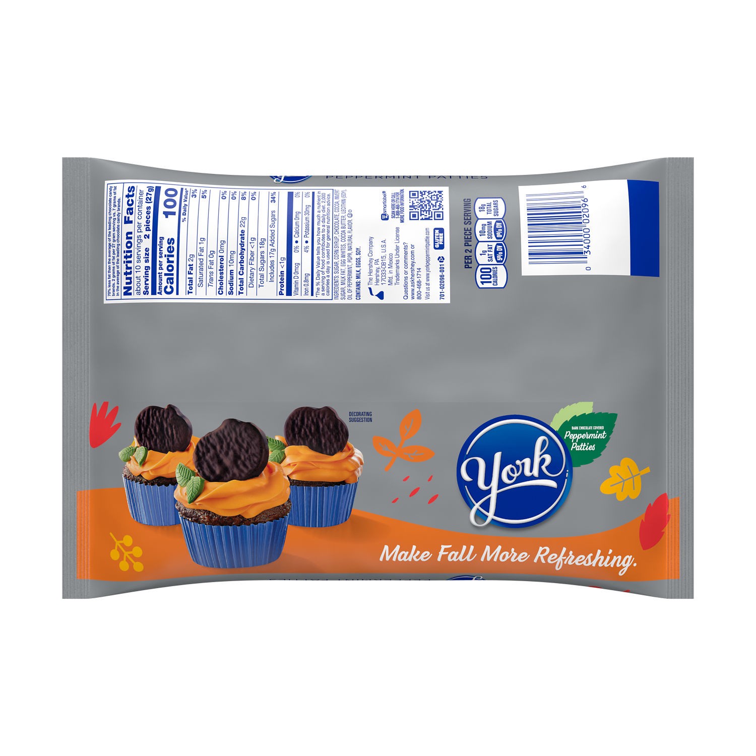 slide 6 of 8, York Dark Chocolate Peppermint Patties Pumpkins, Halloween Candy Bag, 9.6 oz, 9.6 oz