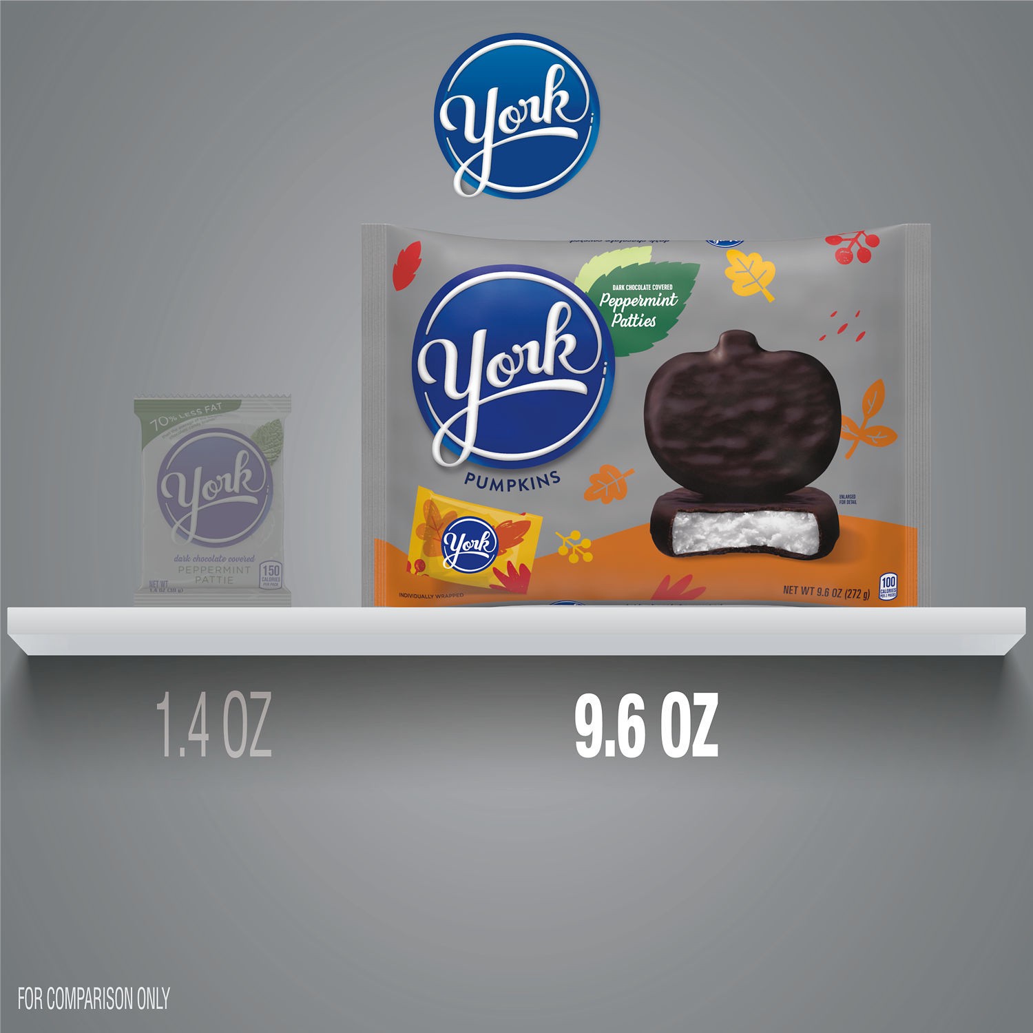 slide 2 of 8, York Dark Chocolate Peppermint Patties Pumpkins, Halloween Candy Bag, 9.6 oz, 9.6 oz