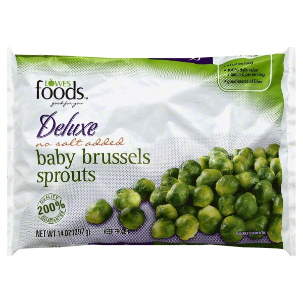 slide 1 of 1, Lowes Foods Deluxe Baby Brussels Sprouts No Salt Added, 14 oz