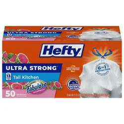 Hefty Ultra Strong Fabuloso Tall Kitchen Drawstring Trash Bags - Watermelon - 50ct