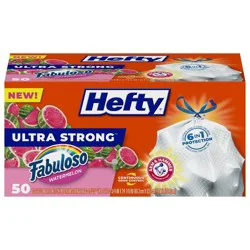 Hefty Ultra Strong Fabuloso Tall Kitchen Drawstring Trash Bags - Watermelon - 50ct