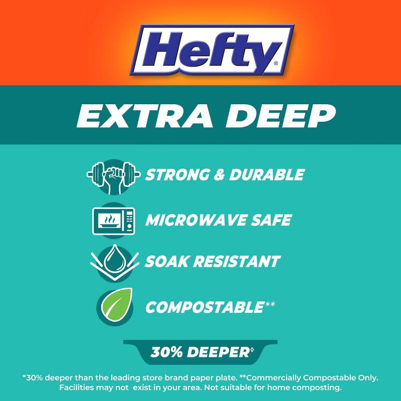 slide 7 of 8, Hefty Extra Deep Square Disposable Plates 10" - 25ct, 25 ct