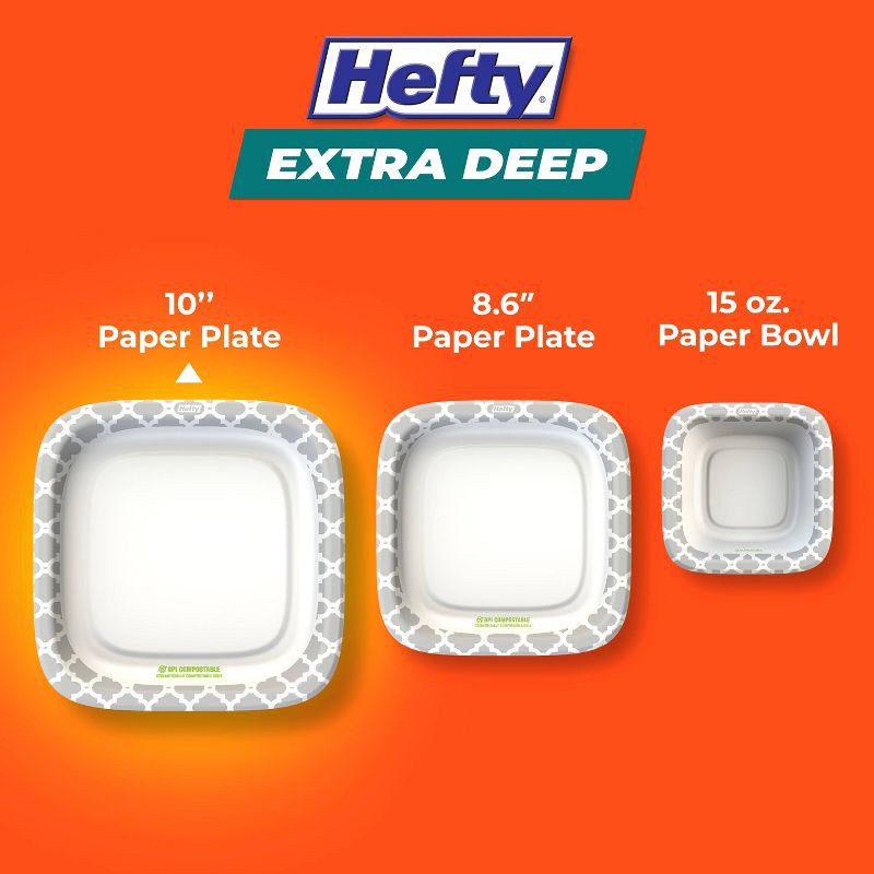 slide 8 of 8, Hefty Extra Deep Square Disposable Plates 10" - 25ct, 25 ct