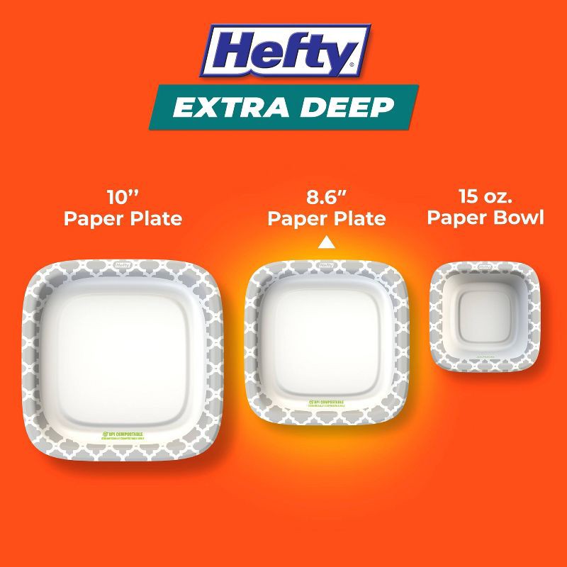 slide 8 of 8, Hefty Extra Deep Square Disposable Plates 8.5" - 40ct, 40 ct