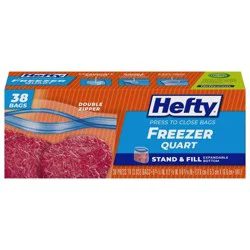 Hefty Quart Freezer Press to Close Food Storage Bags - 38ct
