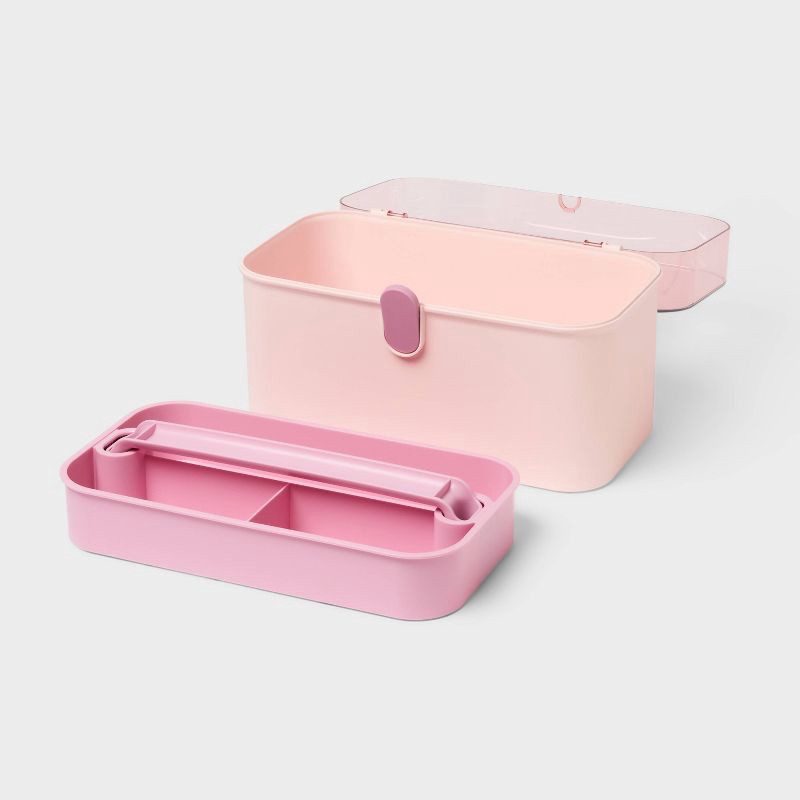 slide 3 of 5, Lidded Storage Caddy Color Pink - Brightroom™, 1 ct