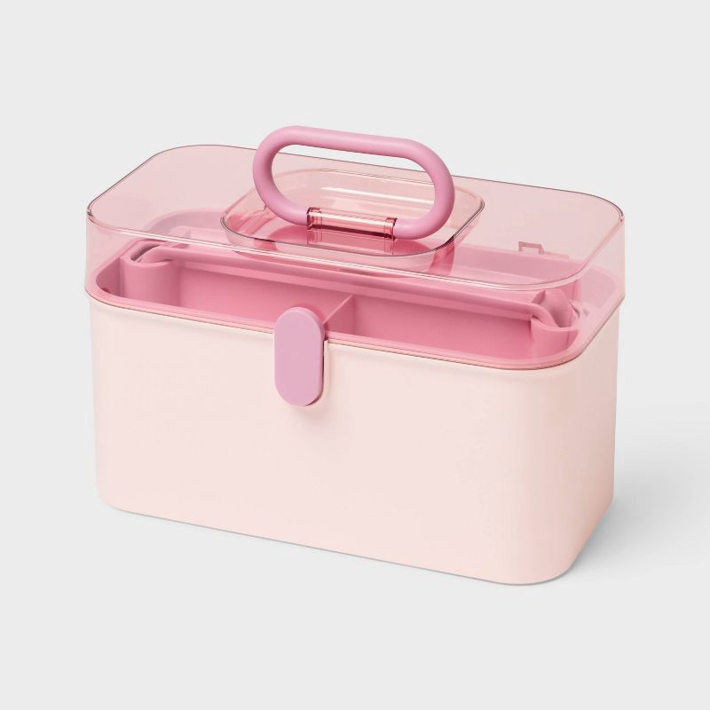 slide 1 of 5, Lidded Storage Caddy Color Pink - Brightroom™, 1 ct