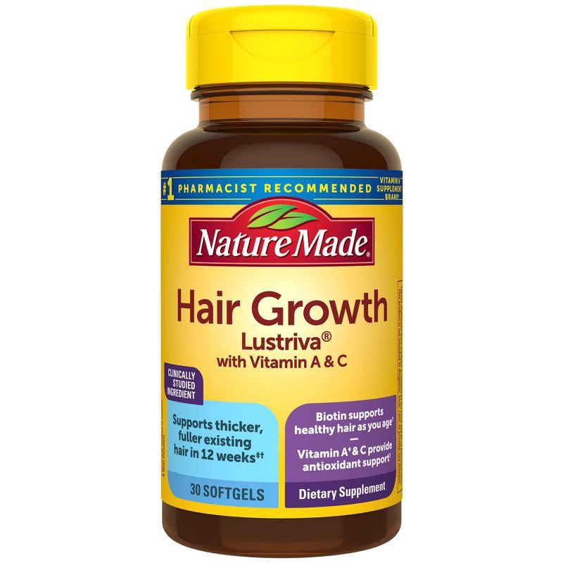 slide 1 of 10, Nature Made Hair Growth Complex with Lustriva Softgels - 30ct, 30 ct