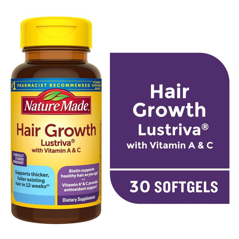 slide 9 of 10, Nature Made Hair Growth Complex with Lustriva Softgels - 30ct, 30 ct