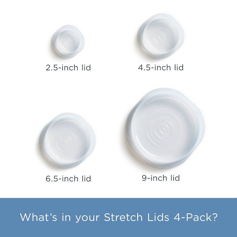 slide 5 of 8, stasher Premium Silicone Reusable Food Storage Lids Starter Kit - Clear - 4pk, 4 ct