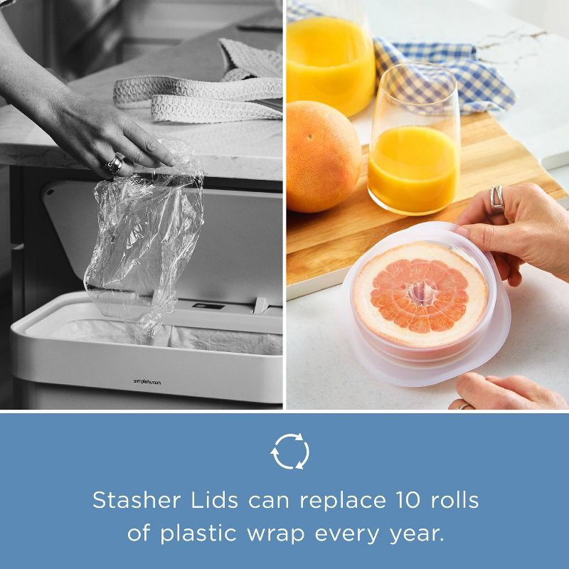 slide 8 of 8, stasher Premium Silicone Reusable Food Storage Lids Starter Kit - Clear - 4pk, 4 ct