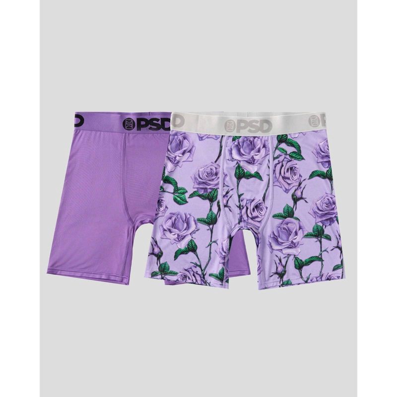 slide 1 of 4, PSD Men's Purple Roses Print Briefs 2pk - Lavender Roses/Purple XL, 2 ct