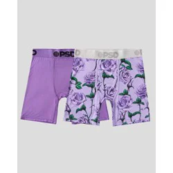 PSD Men's Purple Roses Print Briefs 2pk - Lavender Roses/Purple XL
