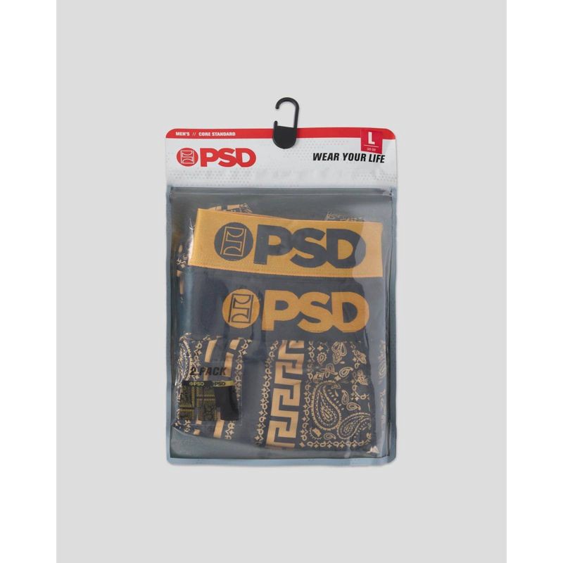 slide 4 of 4, PSD Men's Meander Lux Print Briefs 2pk - Lux Gold/Black XXL, 2 ct