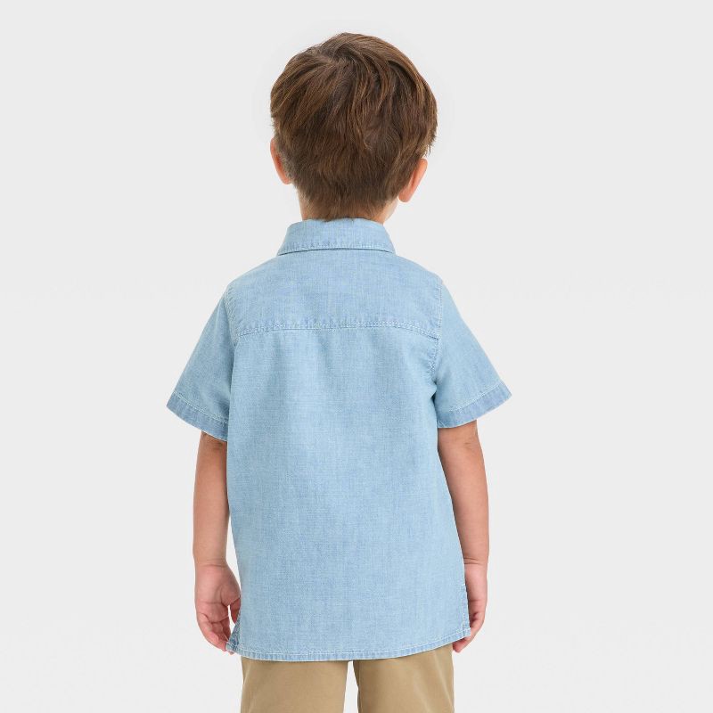 slide 2 of 4, OshKosh B'gosh Toddler Boys' Short Sleeve Chambray Shirt - Blue 3T, 1 ct