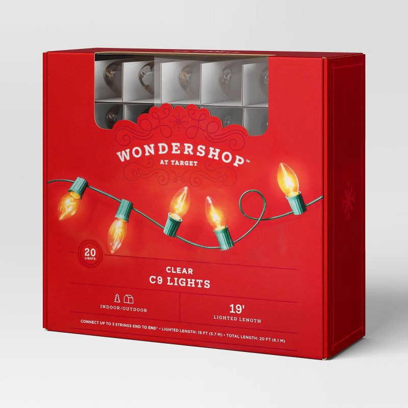slide 5 of 5, Incandescent Christmas Filament String Lights Clear with Green Wire - Wondershop™, 1 ct