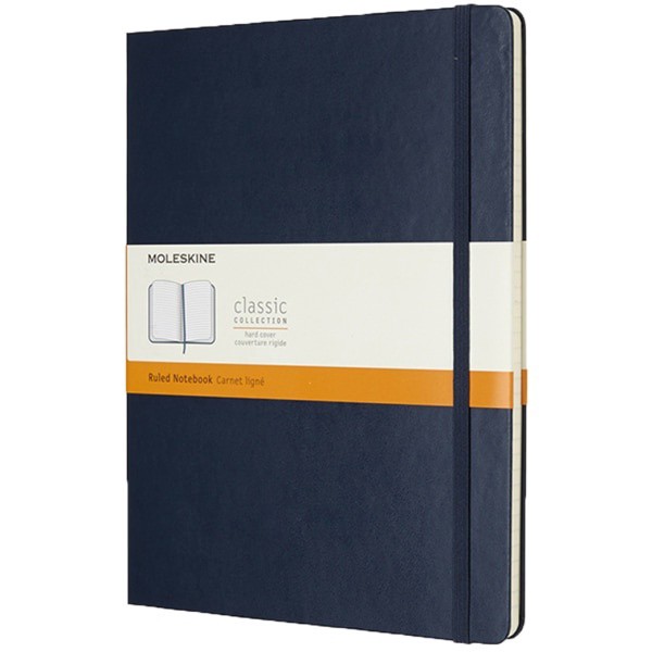 slide 1 of 5, Moleskine Classic Hard Cover Notebook, 7-1/2" X 9-3/4", Ruled, 192 Pages (96 Sheets), Sapphire Blue, 96 ct