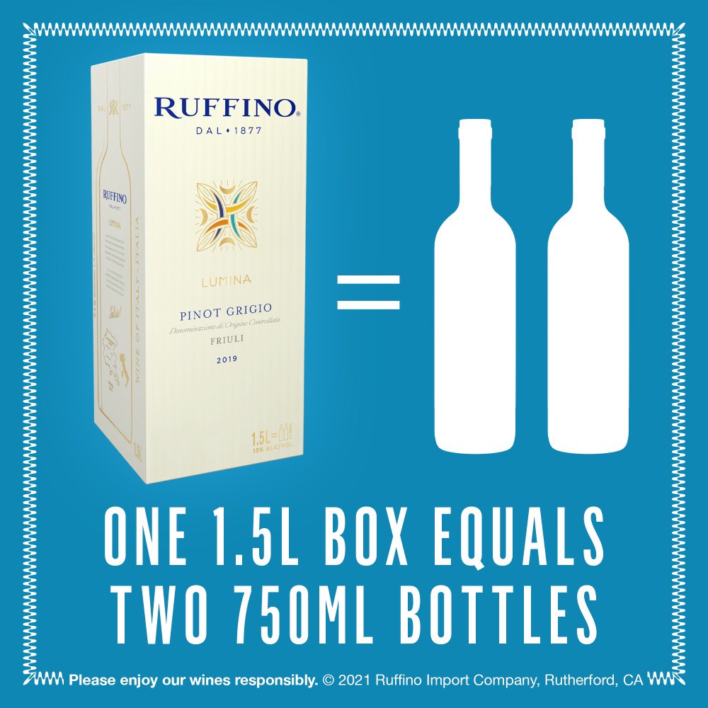 slide 5 of 7, Ruffino Lumina DOC Pinot Grigio, Italian White Wine, 1.5 L Box, 50.72 fl oz