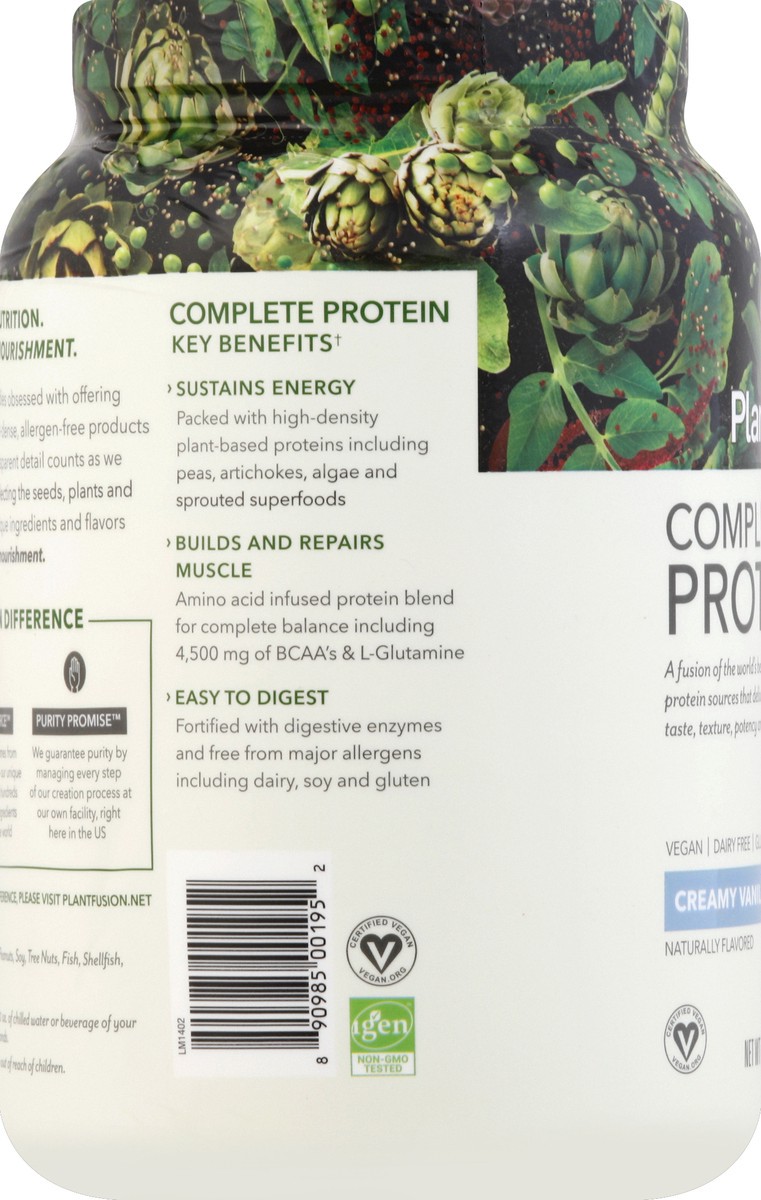 slide 4 of 8, PlantFusion Complete Plant Protein Powder Vanilla Flavor, 2 lb