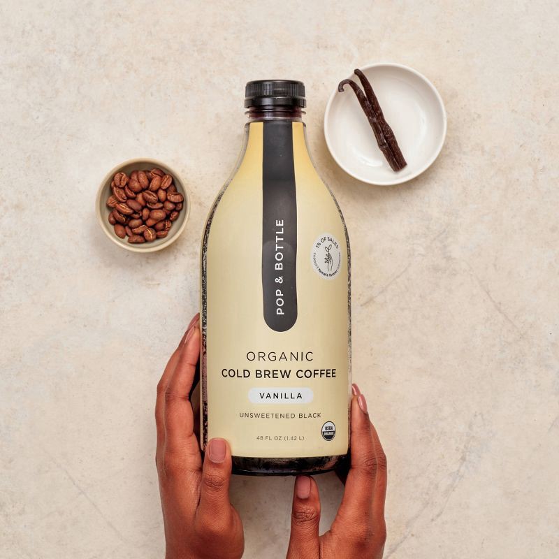 slide 2 of 8, Pop & Bottle Unsweetened Vanilla Cold Brew - 48oz, 48 oz