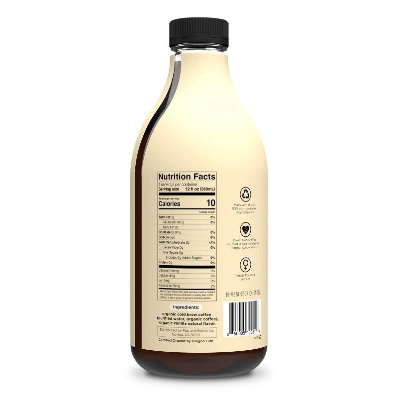 slide 5 of 8, Pop & Bottle Unsweetened Vanilla Cold Brew - 48oz, 48 oz
