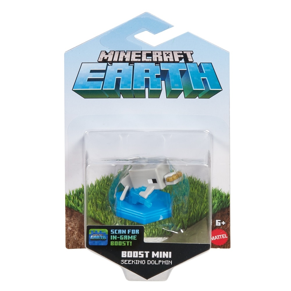 slide 1 of 1, Mattel Minecraft Earth Boost Mini Dolphin With Fish Figure, 1 ct