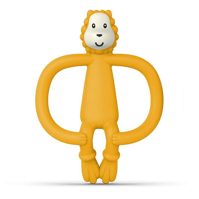 slide 1 of 1, Matchstick Monkey Lion Silicone Teether with BioCote - Yellow, 1 ct