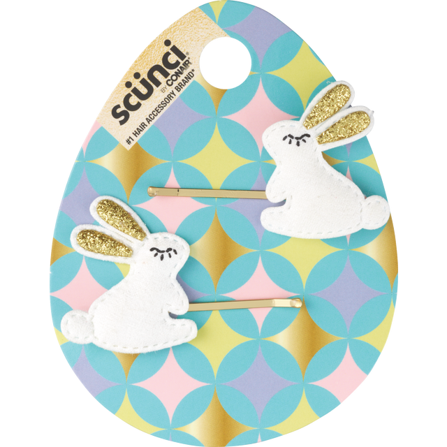 slide 1 of 1, scünci Ea 2Pk Bunny Bobby Pin, 2 ct