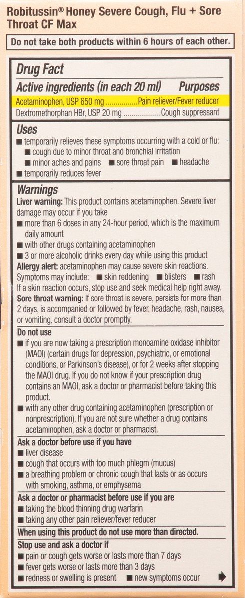 slide 8 of 9, Robitussin Value Pack Honey Day/Night Severe Cough, Flu + Sore Throat 2-4 fl oz Bottles, 2 ct